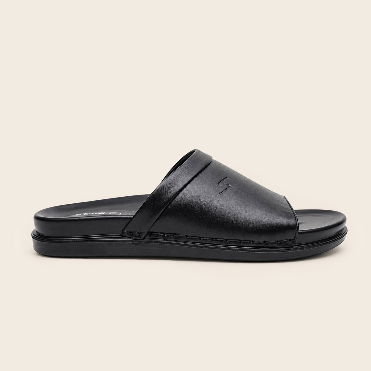 LEATHER SLIPPER - AR-005 BLACK