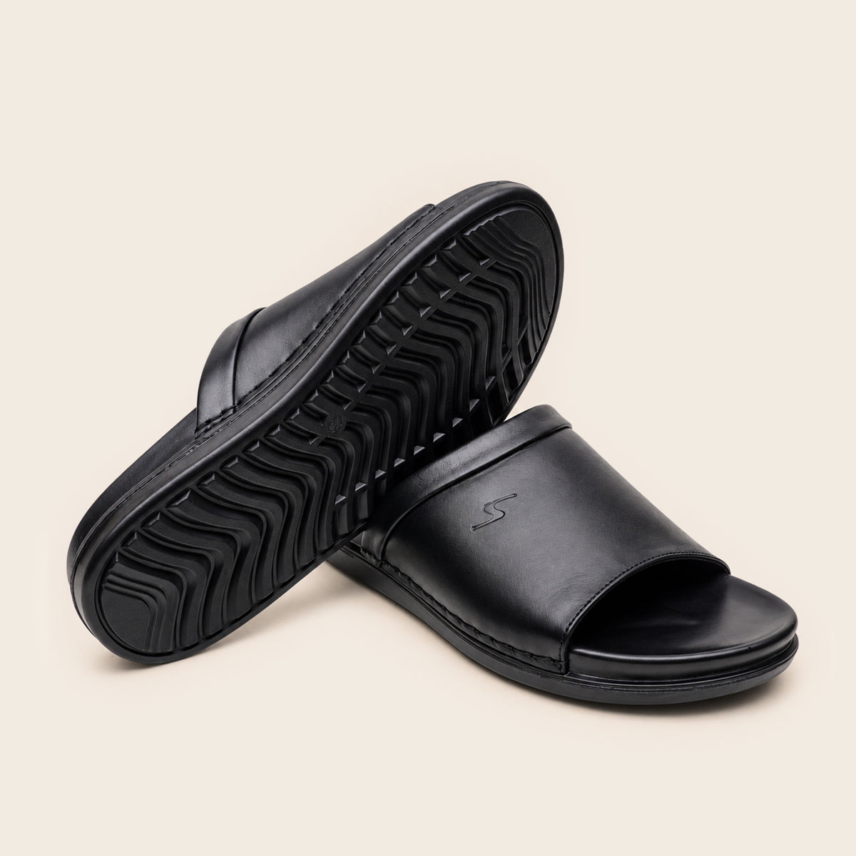 LEATHER SLIPPER - AR-005 BLACK