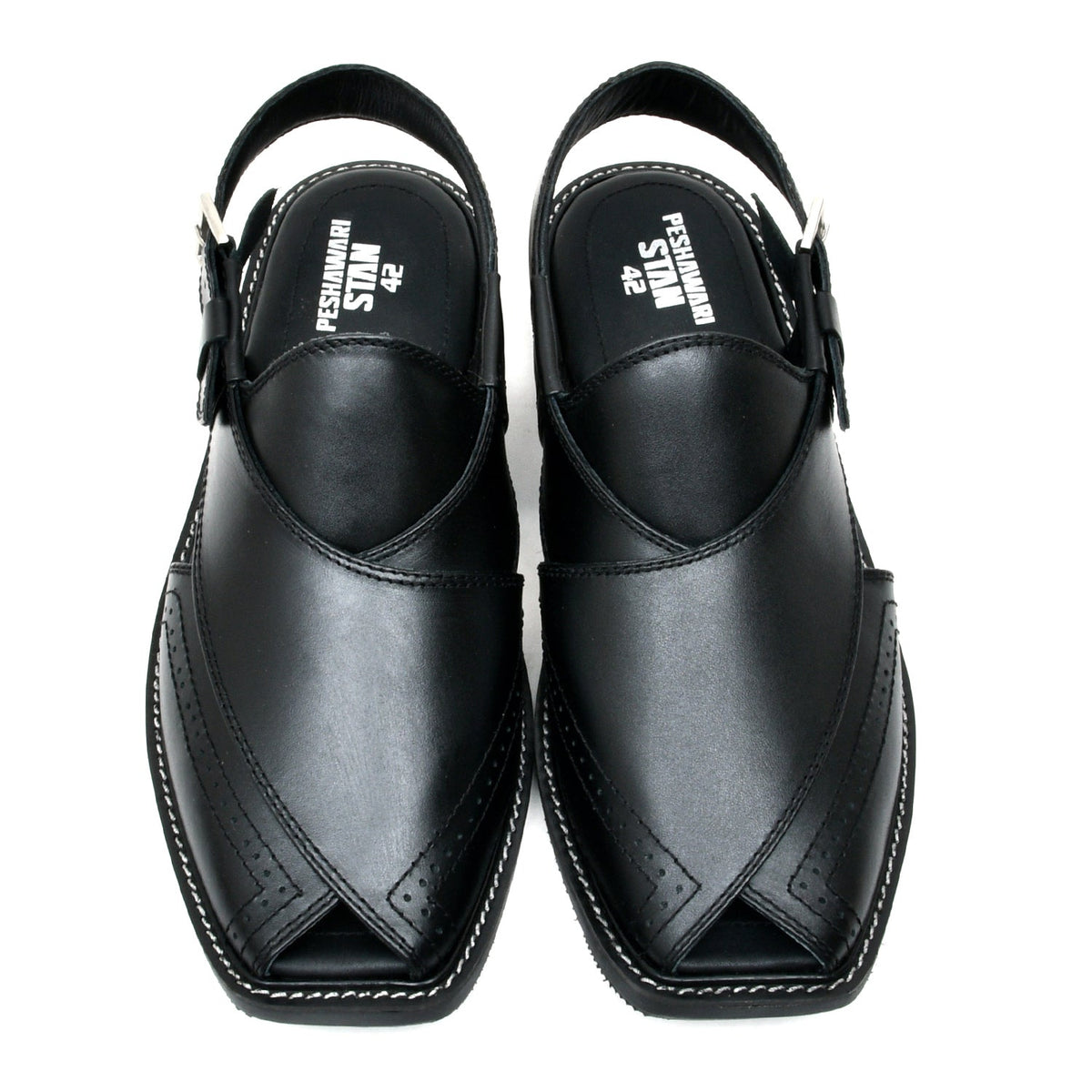 LEATHER PESHAWARI CHAPPAL - FRG0002 - BLACK