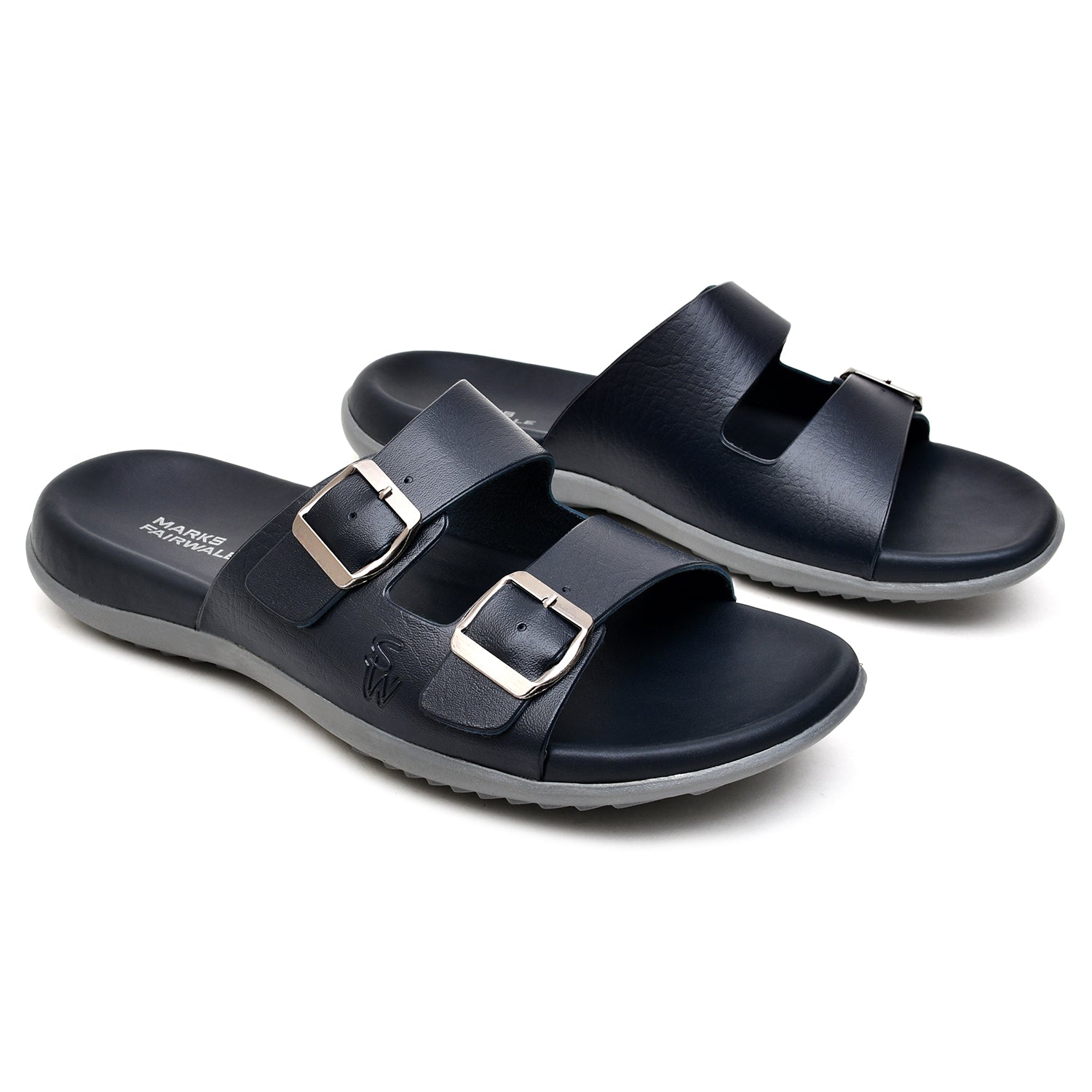 LEATHER SLIPPER - ANG-0037 NAVY