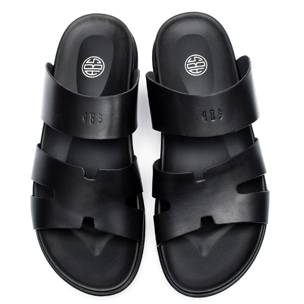 LEATHER SLIPPER - AR-008 BLACK