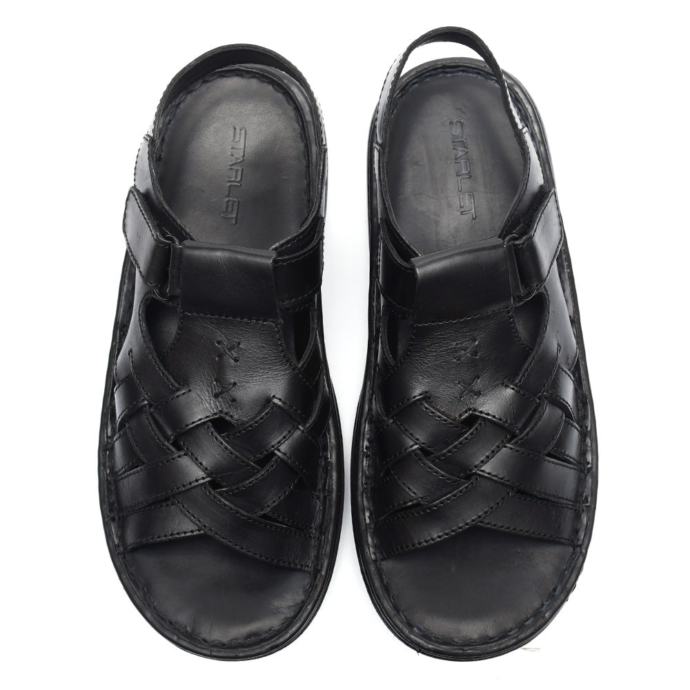 LEATHER SANDAL - 6021 BLACK