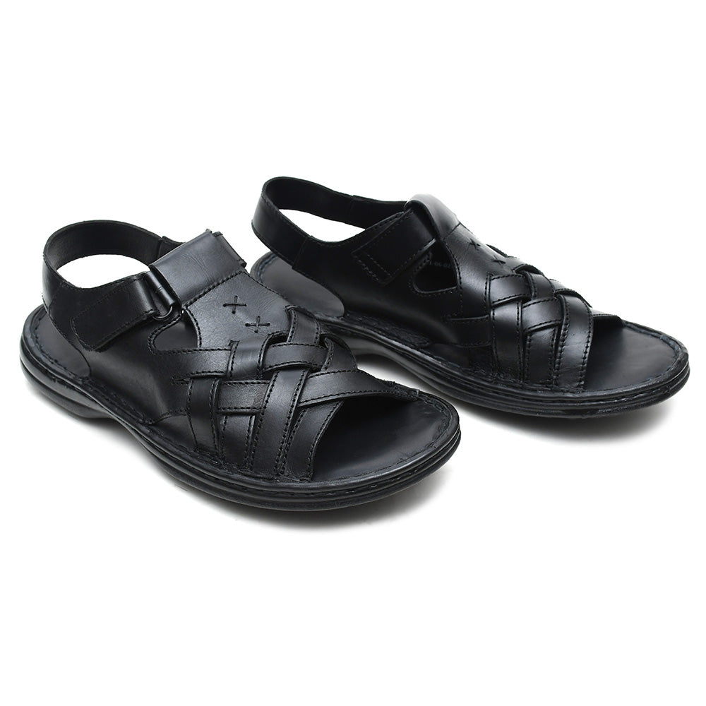 LEATHER SANDAL - 6021 BLACK
