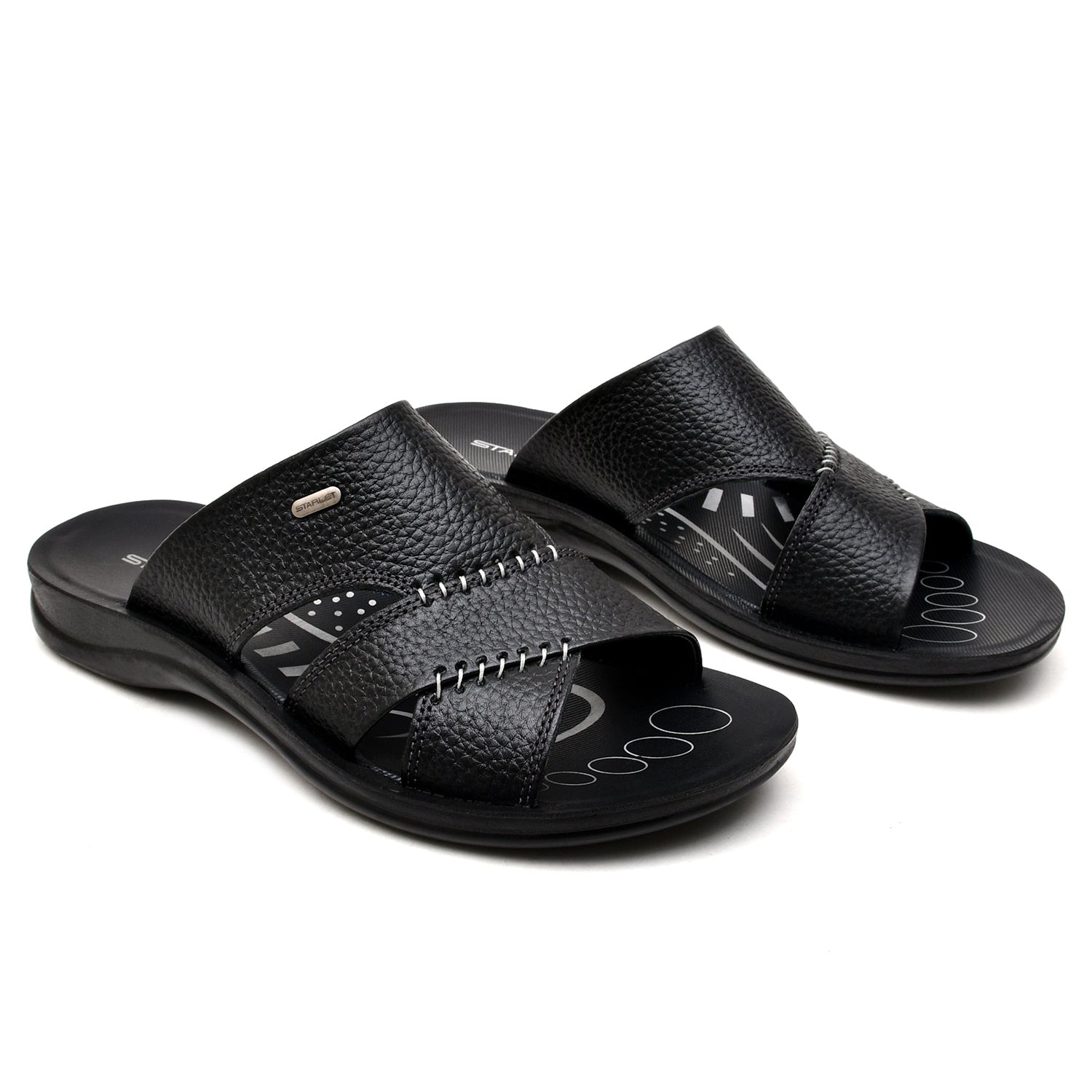 LEATHER SLIPPER - RF-173 BLACK