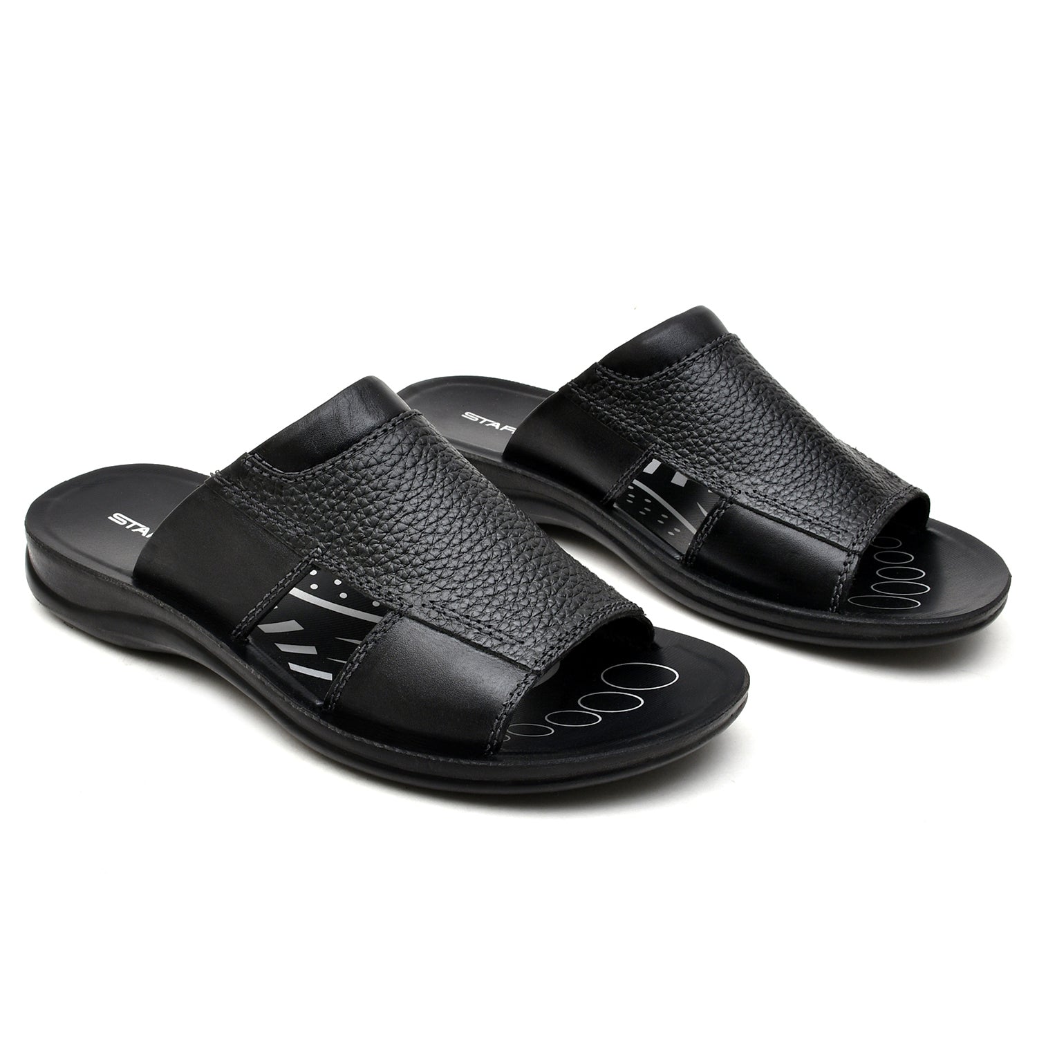 LEATHER SLIPPER - RF-175 BLACK