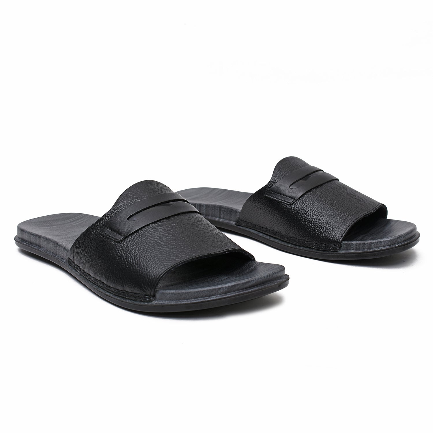 LEATHER SLIPPER - CHM-011 BLACK