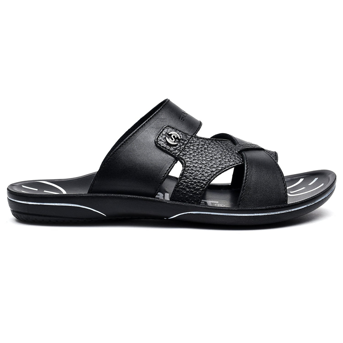 LEATHER SLIPPER - GR-1434 BLACK