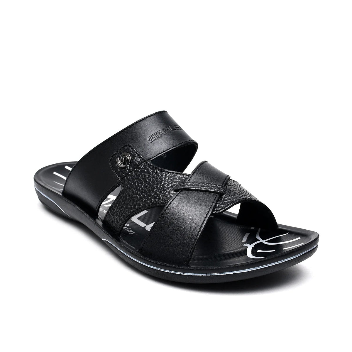 LEATHER SLIPPER - GR-1434 BLACK