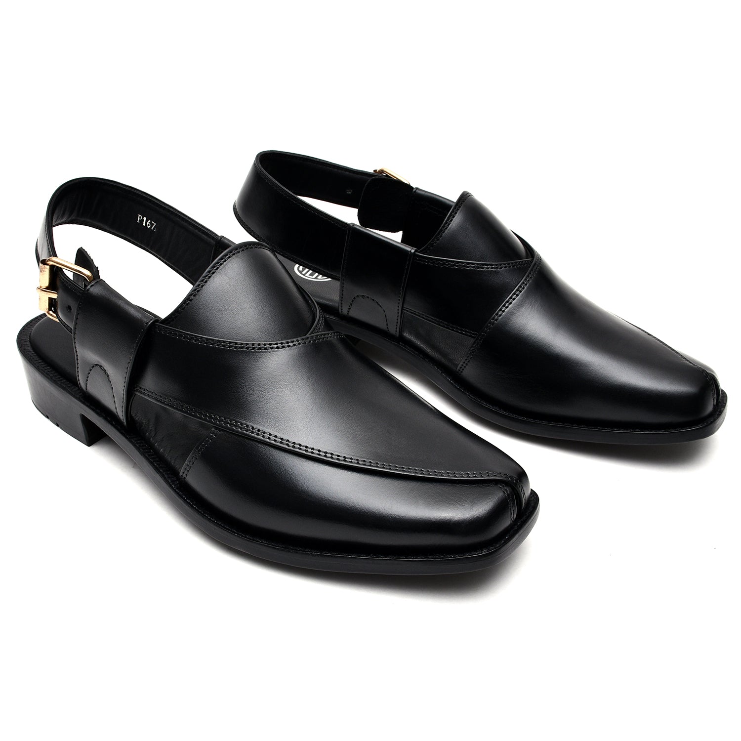 LEATHER PESHAWARI CHAPPAL - P-167 BLACK