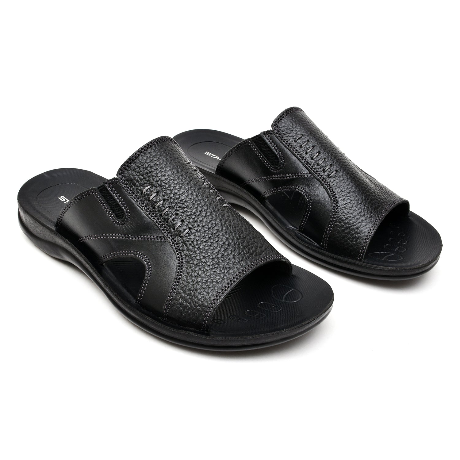 LEATHER SLIPPER - RF-178 BLACK