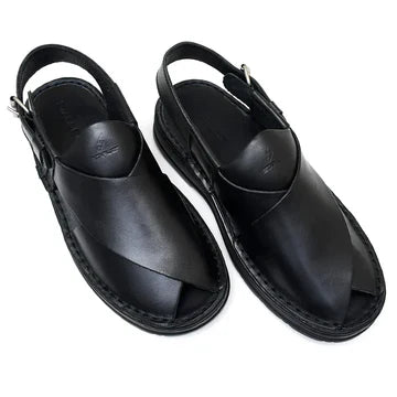 LEATHER PESHAWARI CHAPPAL - 4006 BLACK
