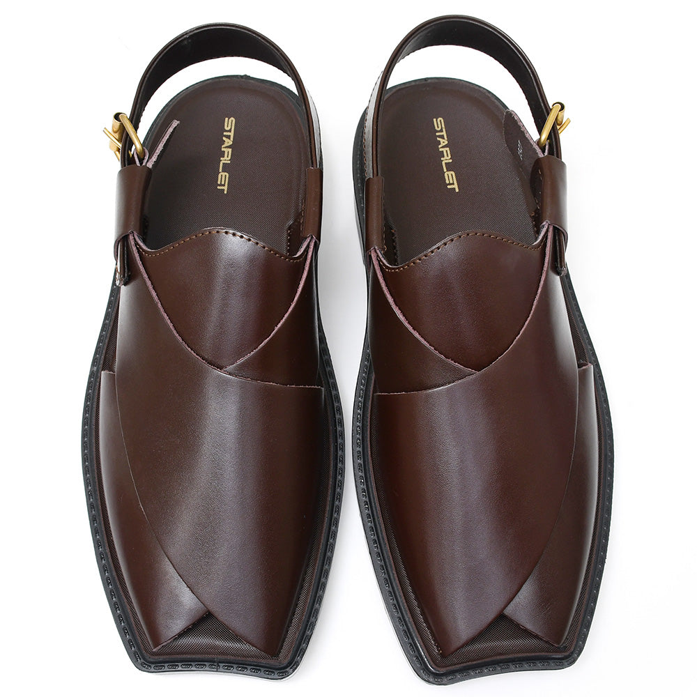 LEATHER PESHAWARI CHAPPAL - PAHARI-002 BROWN