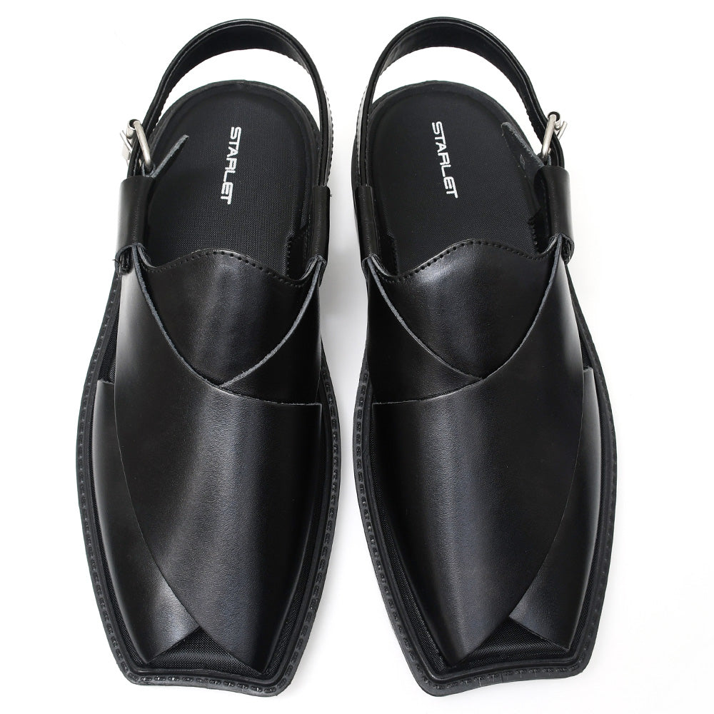 LEATHER PESHAWARI CHAPPAL - PAHARI-002 BLACK