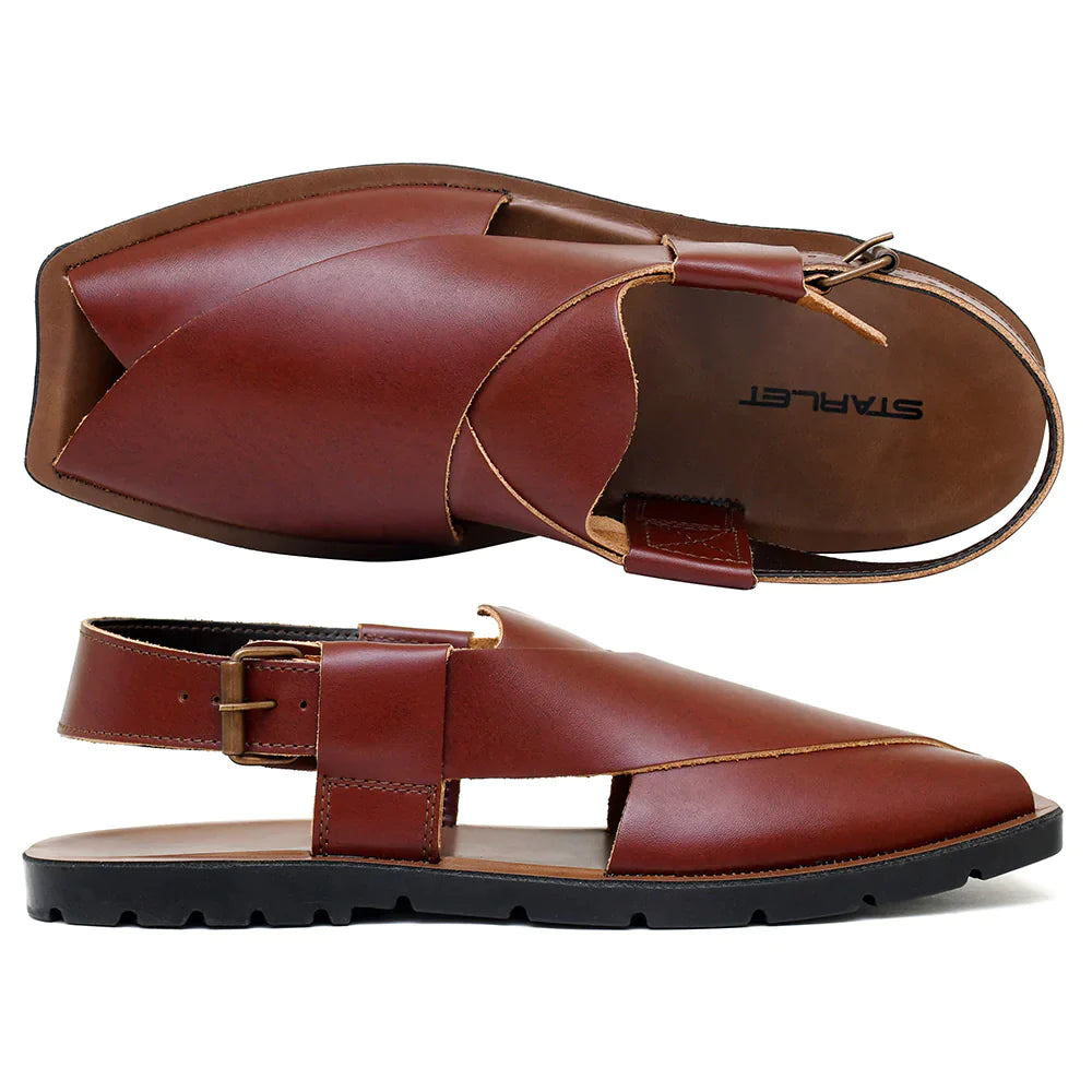 LEATHER PESHAWARI  CHAPPAL - NPT-01 MAROON