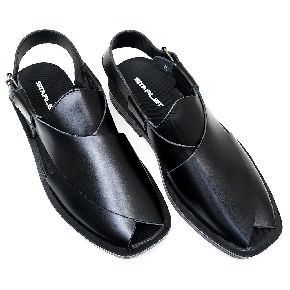 LEATHER PESHAWARI CHAPPAL - PS-1501 BLACK
