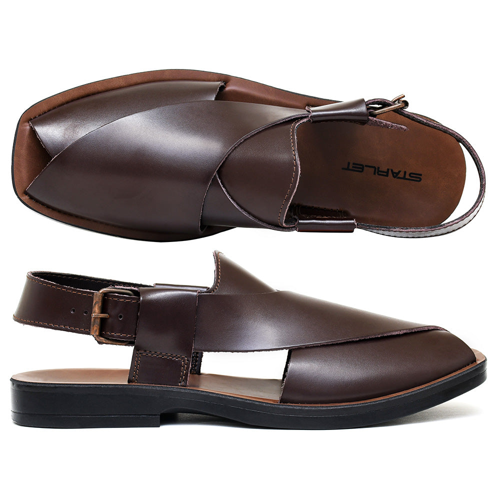 LEATHER PESHAWARI CHAPPAL - PS-1501 BROWN