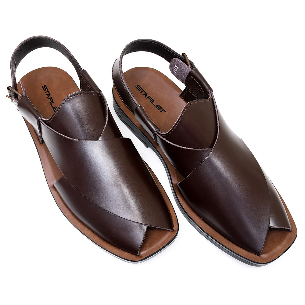 LEATHER PESHAWARI CHAPPAL - PS-1501 BROWN