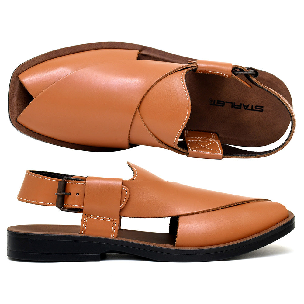LEATHER PESHAWARI CHAPPAL - PS-1501 TAN