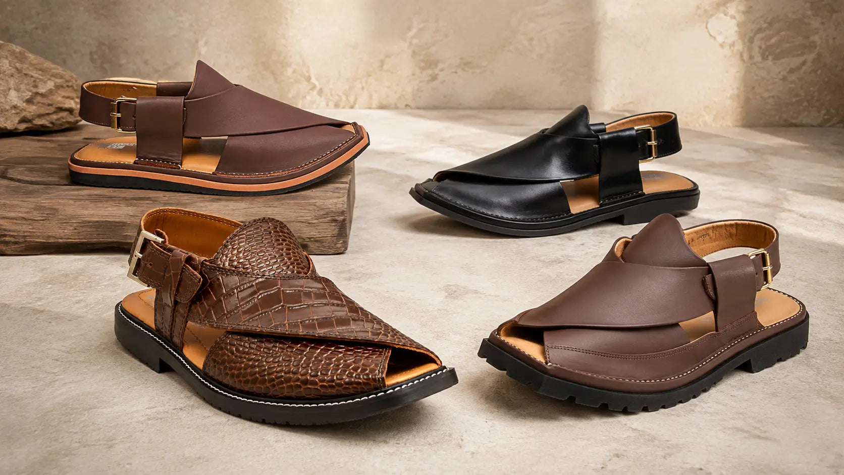 Different Peshawari chappal designs for men