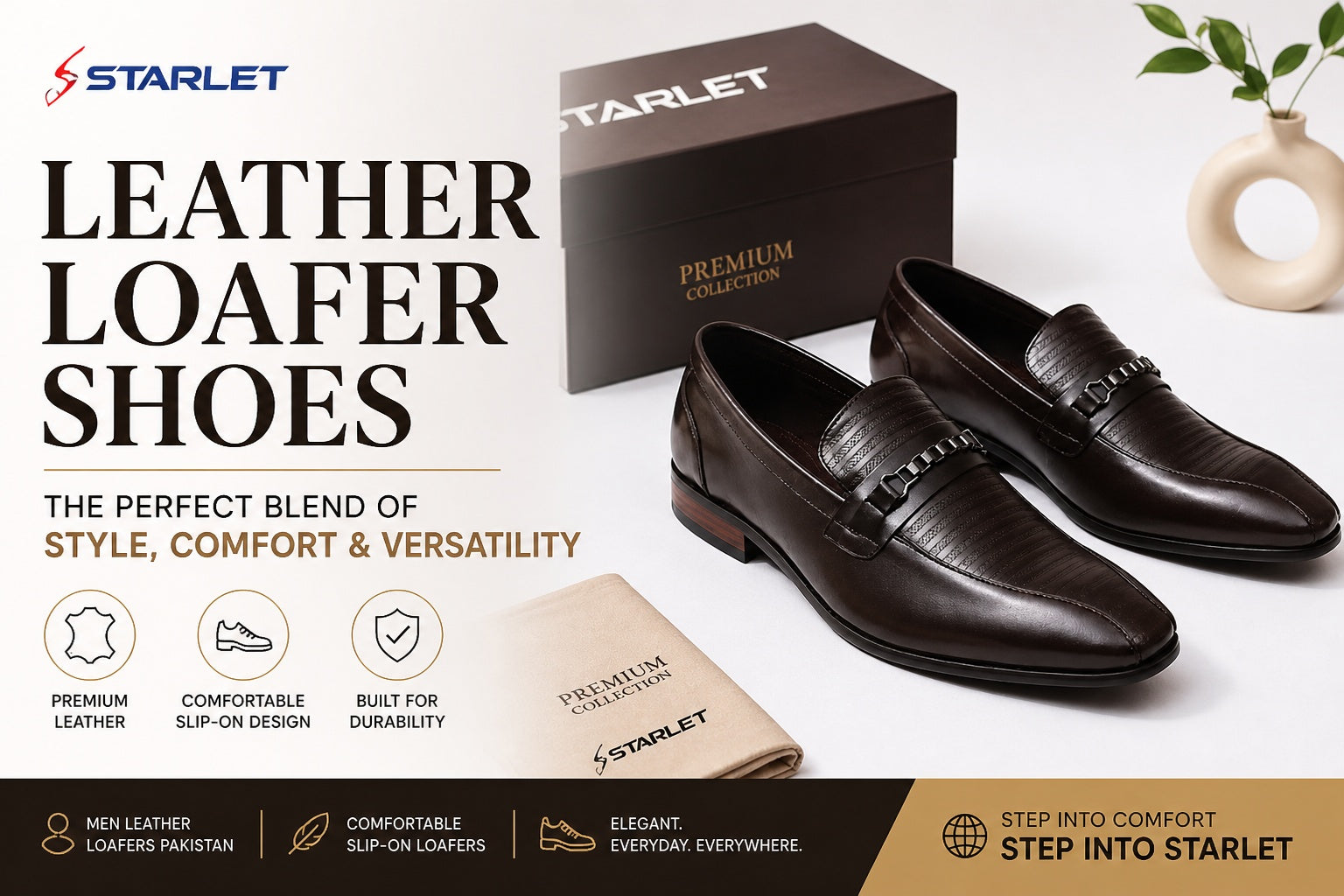 Leather loafer shoes