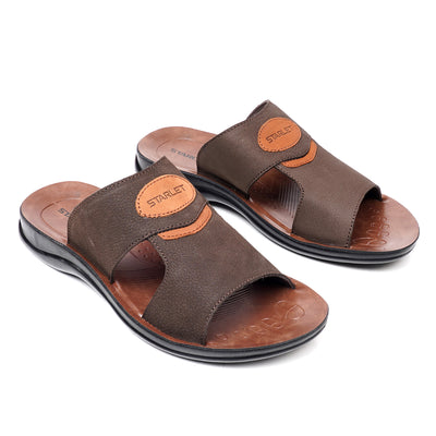 LEATHER SLIPPER - RF-185 BROWN