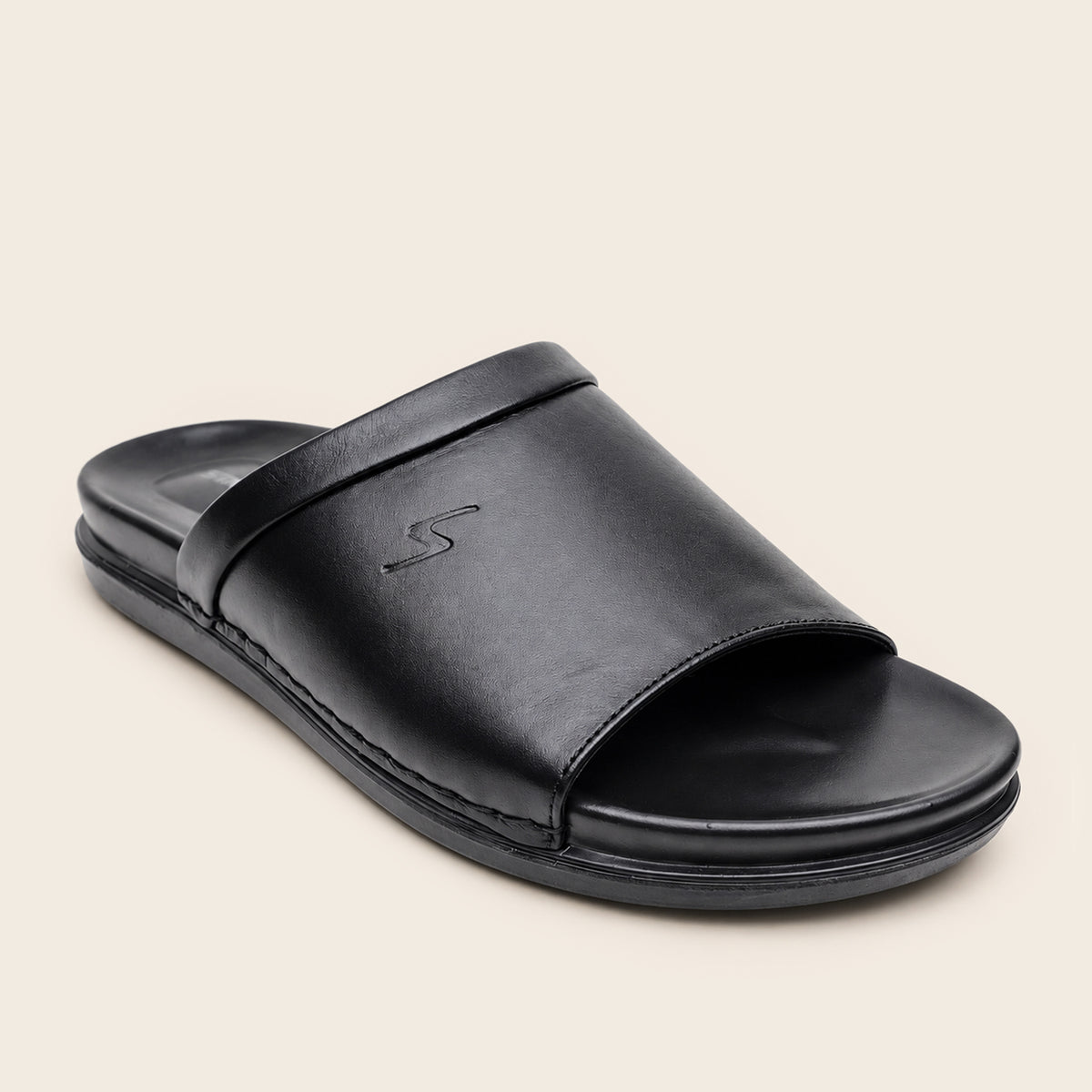 LEATHER SLIPPER - AR-005 BLACK