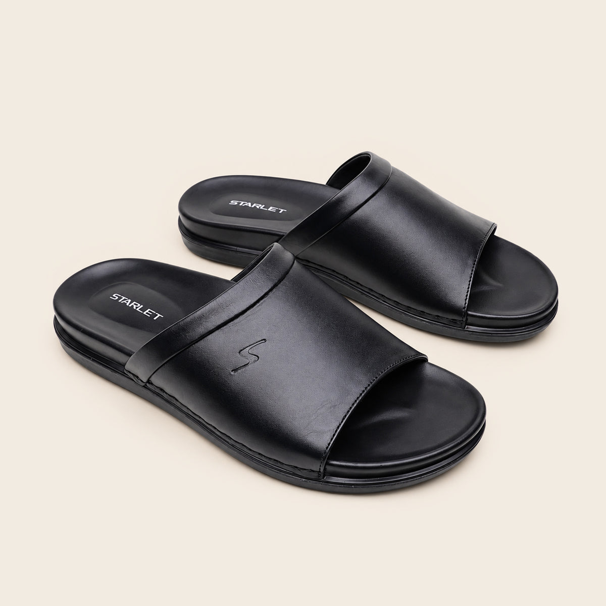 LEATHER SLIPPER - AR-005 BLACK