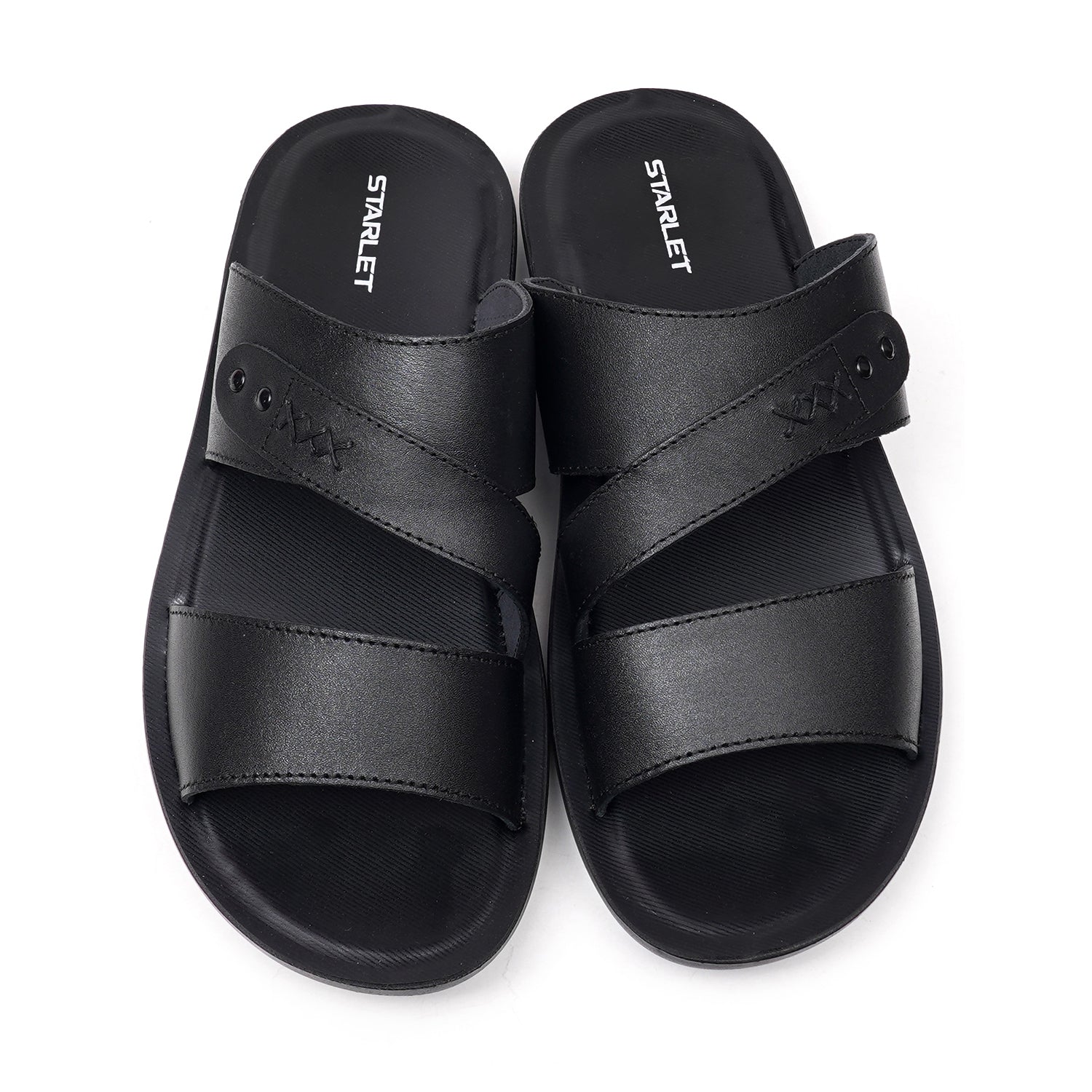 LEATHER SLIPPER - AK-08 BLACK