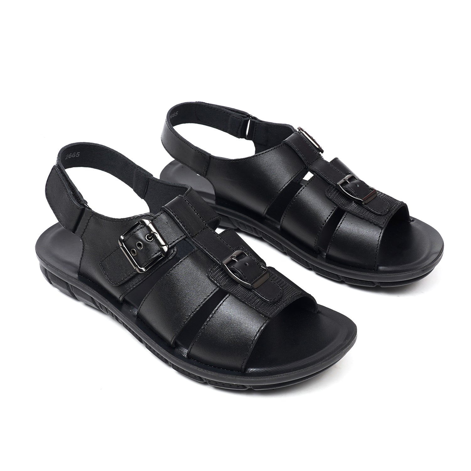 LEATHER SANDAL - AK-115 BLACK