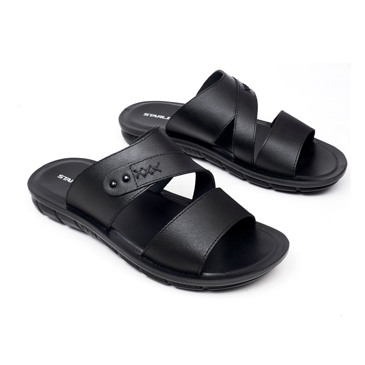 LEATHER SLIPPER - AK-08 BLACK