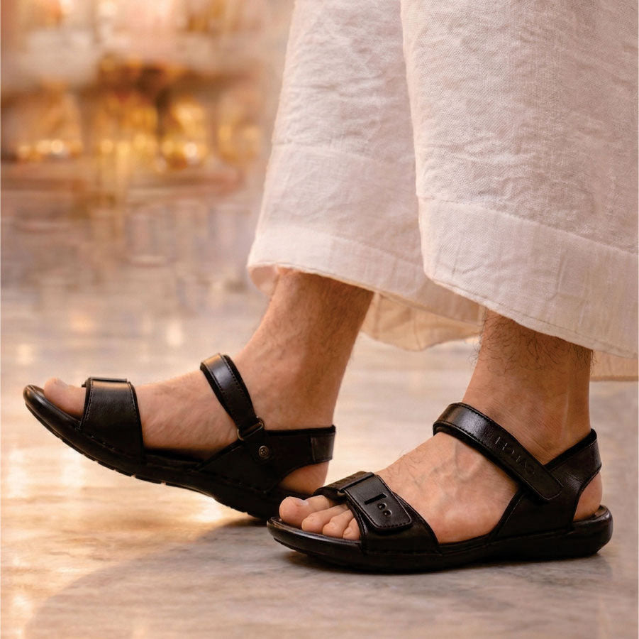 LEATHER SANDAL - HJ-001 BLACK