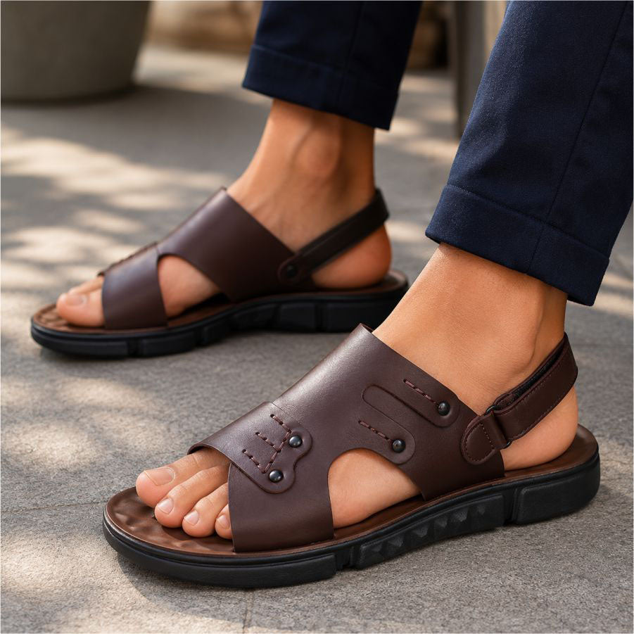 LEATHER SANDAL - SPT-1221 BROWN