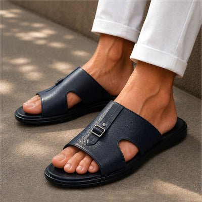 LEATHER SLIPPER - VCT-001 BLUE