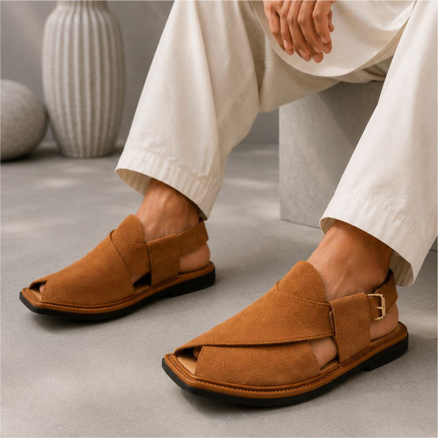 LEATHER PESHAWARI CHAPPAL - ATG0003 - TAN FB
