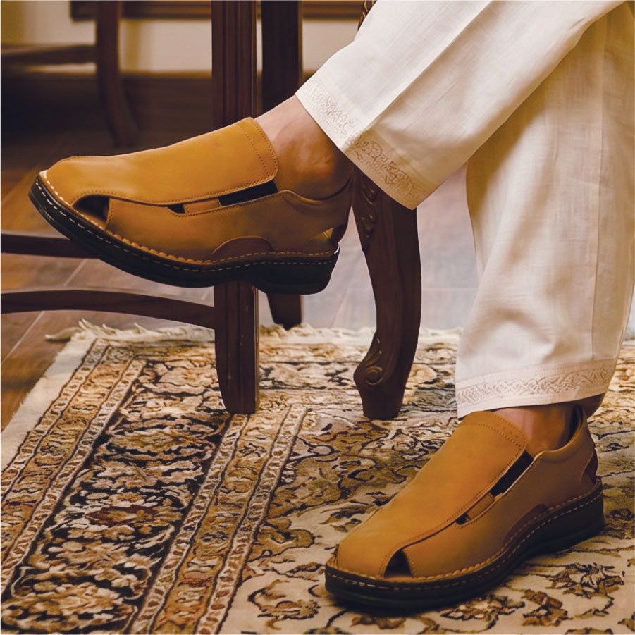 LEATHER SANDAL - 4007 MUSTARD
