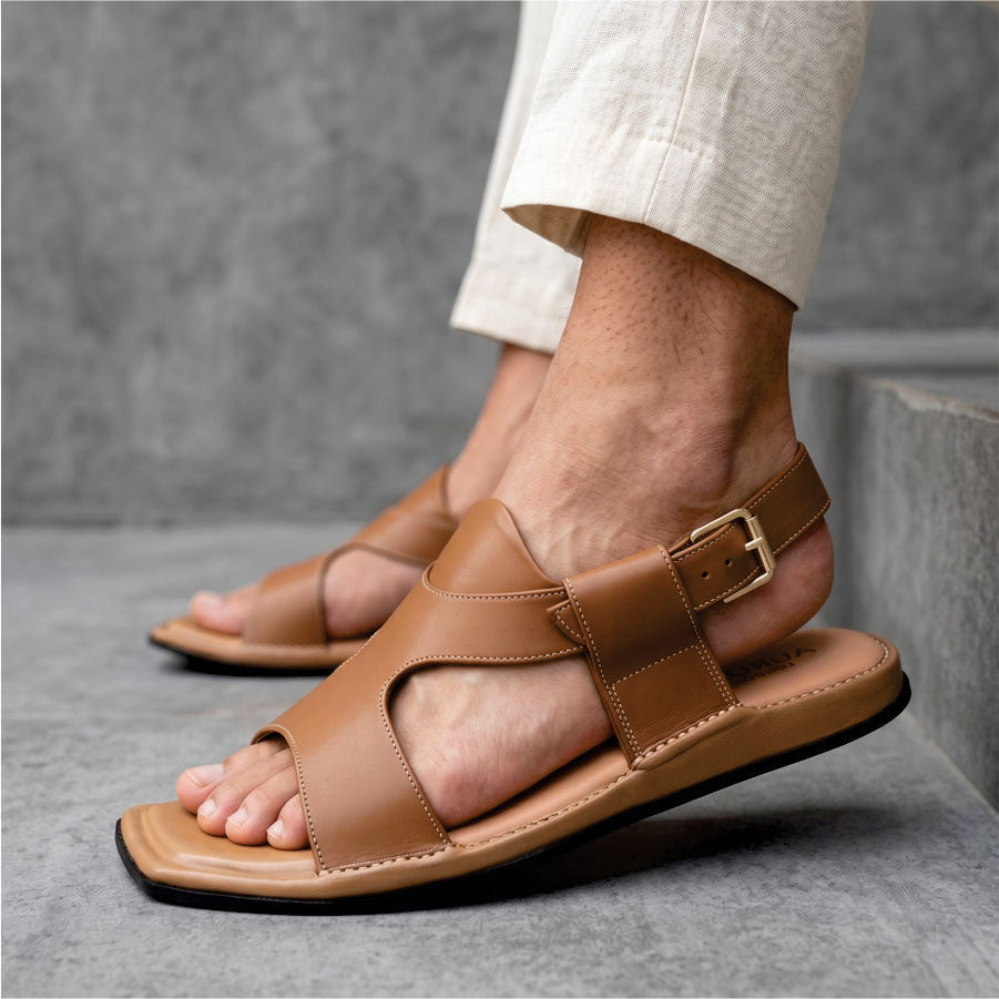 LEATHER PESHAWARI CHAPPAL - ATG0013 TAN