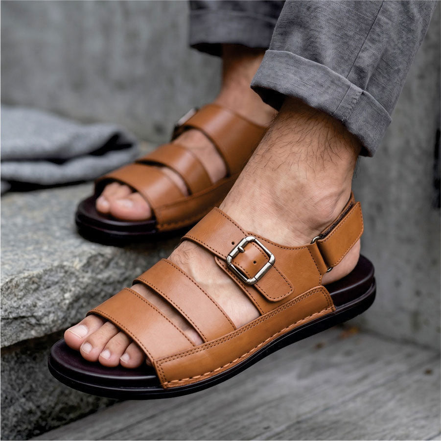 LEATHER SANDAL - AR-108 TAN