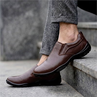 LEATHER SHOES - SHAHZORE-001 BROWN