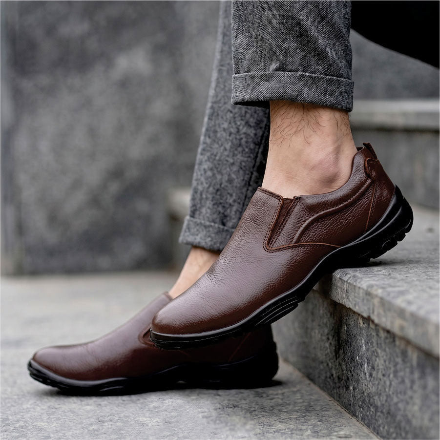 LEATHER SHOES - SHAHZORE-001 BROWN