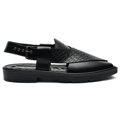 LEATHER PESHAWARI  CHAPPAL - PAHARI-006 BLACK