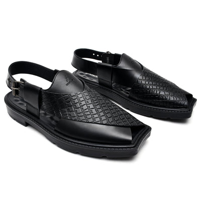 LEATHER PESHAWARI  CHAPPAL - PAHARI-006 BLACK