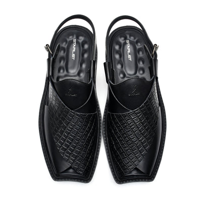 LEATHER PESHAWARI  CHAPPAL - PAHARI-006 BLACK