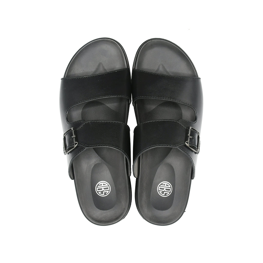 LEATHER SLIPPER - AR-006 BLACK