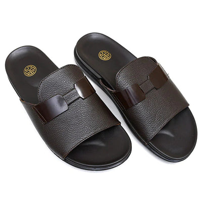 LEATHER SLIPPER - AR-004 BROWN