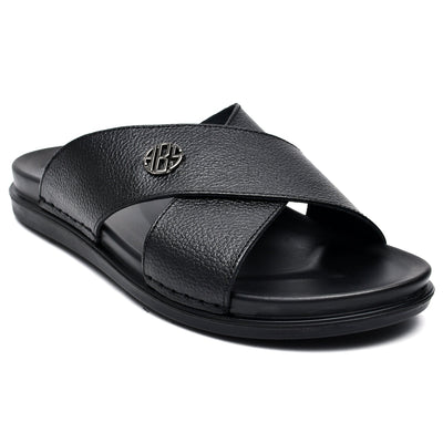 LEATHER SLIPPER - AR-017 BLACK