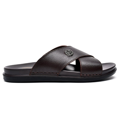 LEATHER SLIPPER - AR-017 BROWN