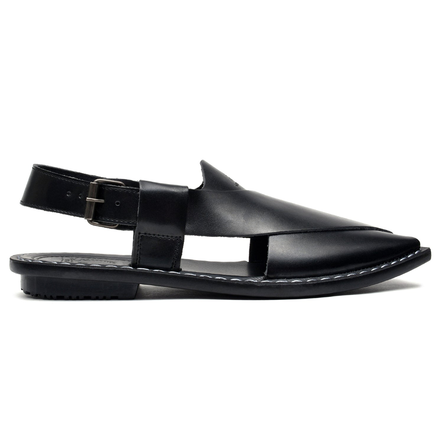 LEATHER PESHAWARI CHAPPAL - CHARSADA-001 BLACK