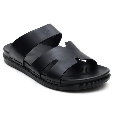 LEATHER SLIPPER - AR-008 BLACK