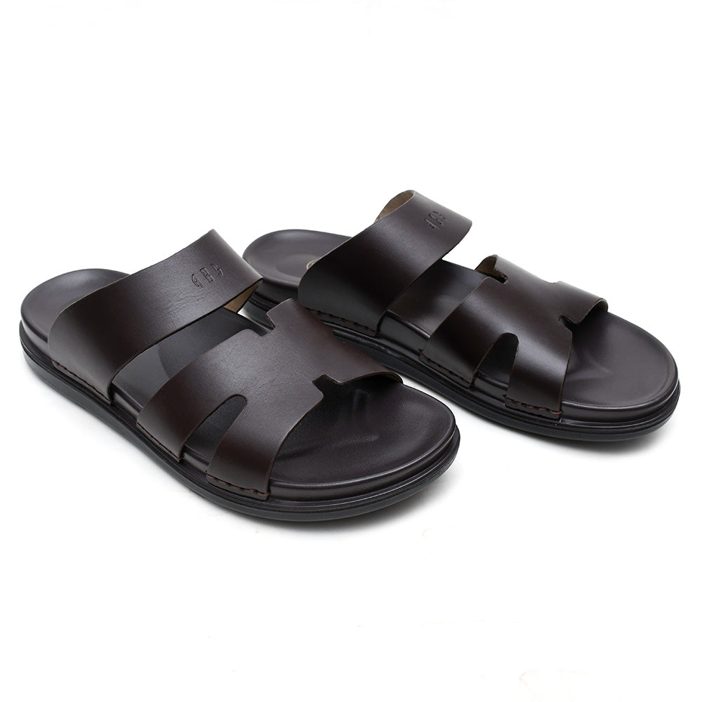 LEATHER SLIPPER - AR-008 BROWN