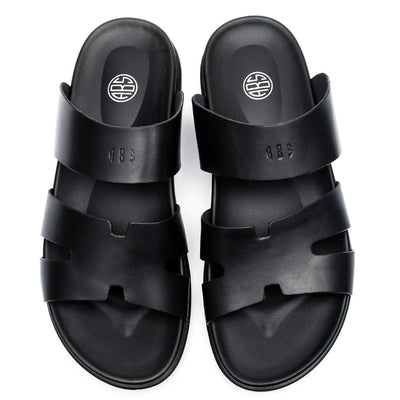 LEATHER SLIPPER - AR-008 BLACK